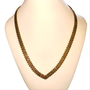 Vintage Italian Vermeil Gold Over Sterling Silver Chevron Chain 17 Inches